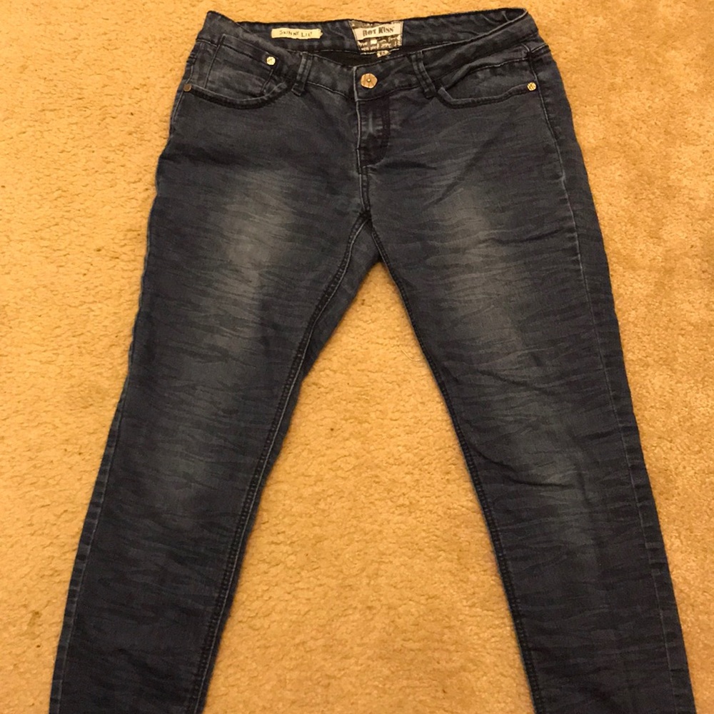 Hot Kiss Blue Jeans With Zebra Stripe Imprint